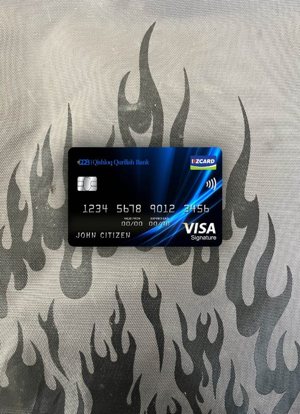 Download Uzbekistan Qishloq Qurilish Bank visa signature card photolook front Photoshop template